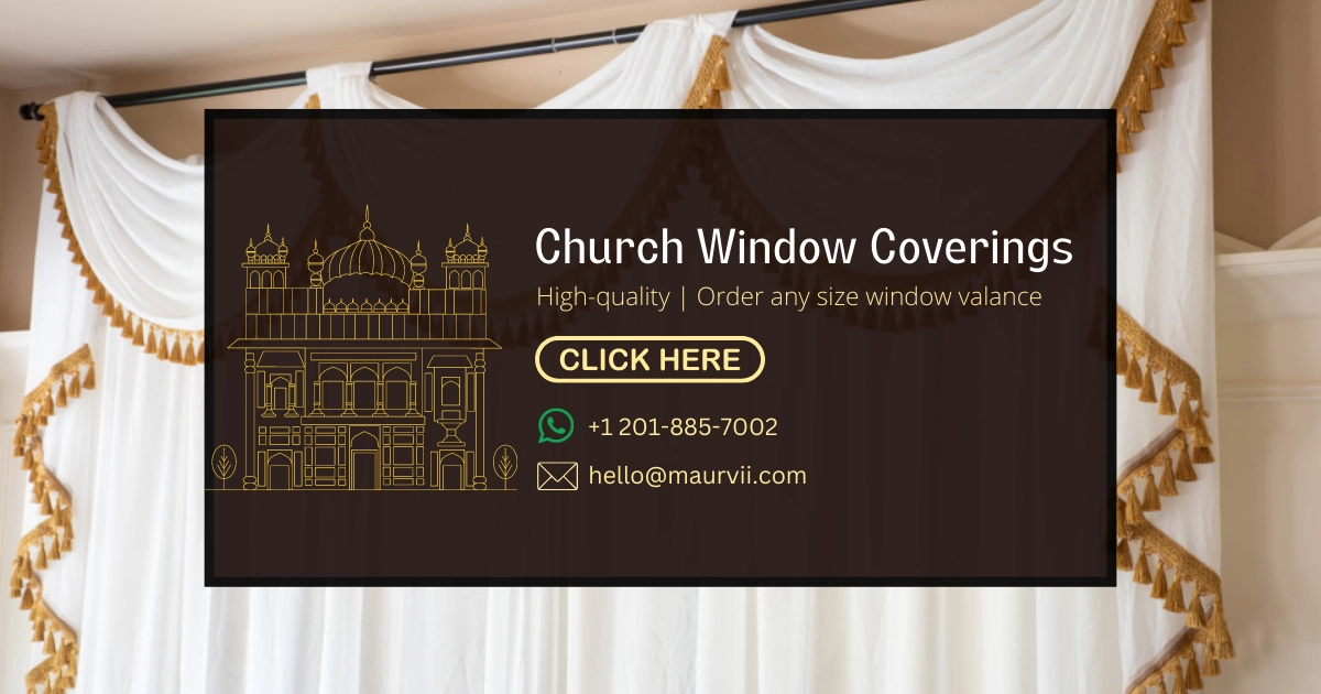 Church window covering valance with swag design