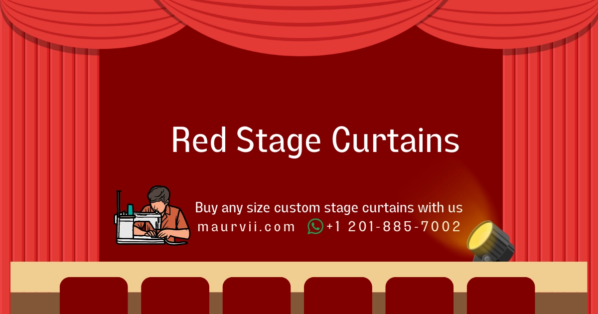 Velvet made red stage curtains with fringe